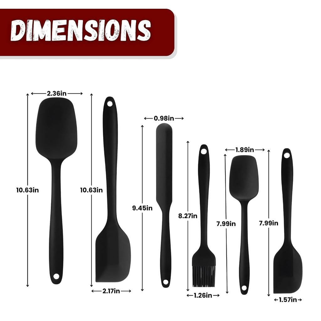 Silicone Spatula 6PCS Set Black