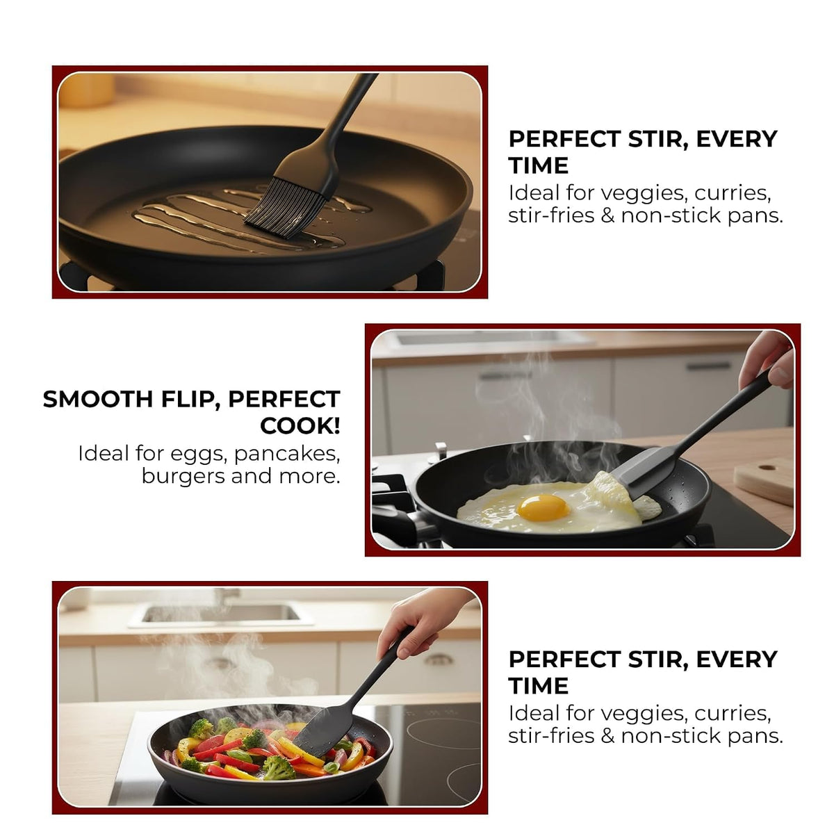 Silicone Spatula 6PCS Set Black